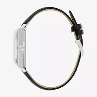 Bulova Mens Automatic Black Leather Strap Watch 96b483