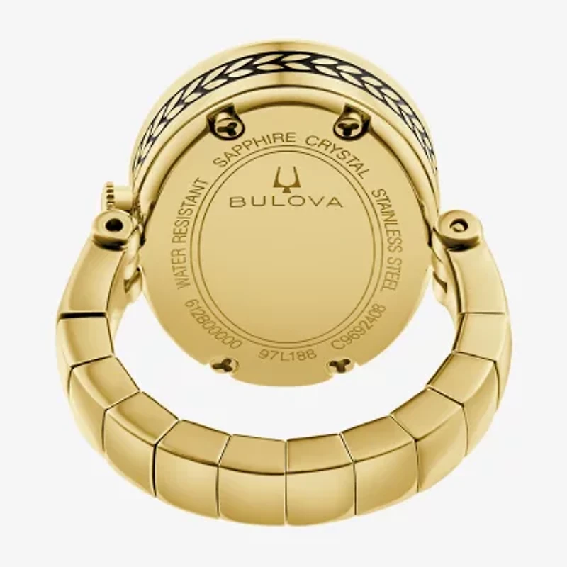 Bulova Womens Gold Tone Stainless Steel Ring Watch 97l188