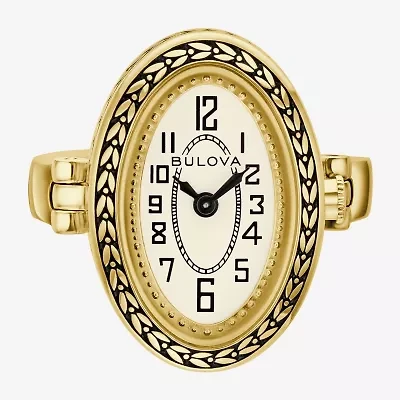 Bulova Womens Gold Tone Stainless Steel Ring Watch 97l188