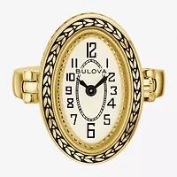 Bulova Womens Gold Tone Stainless Steel Ring Watch 97l188