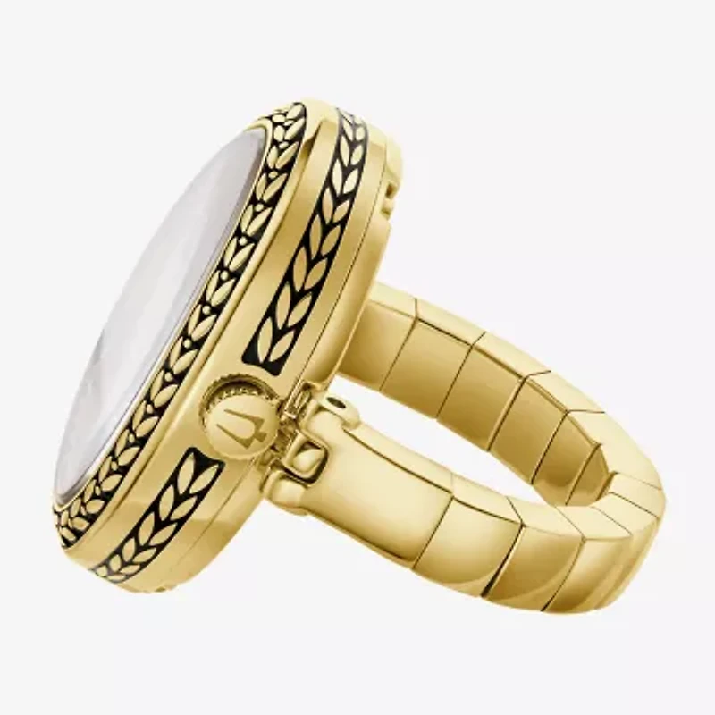 Bulova Womens Gold Tone Stainless Steel Ring Watch 97l188