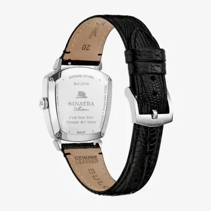 Bulova Mens Black Leather Strap Watch 96a337