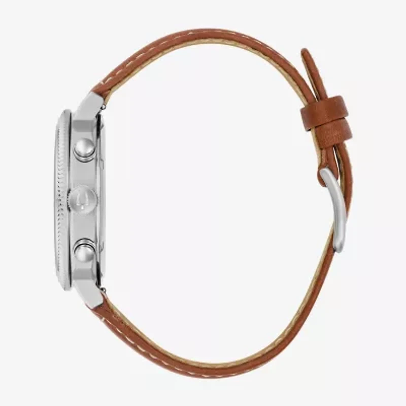 Bulova Mens Chronograph Brown Leather Strap Watch 96b482