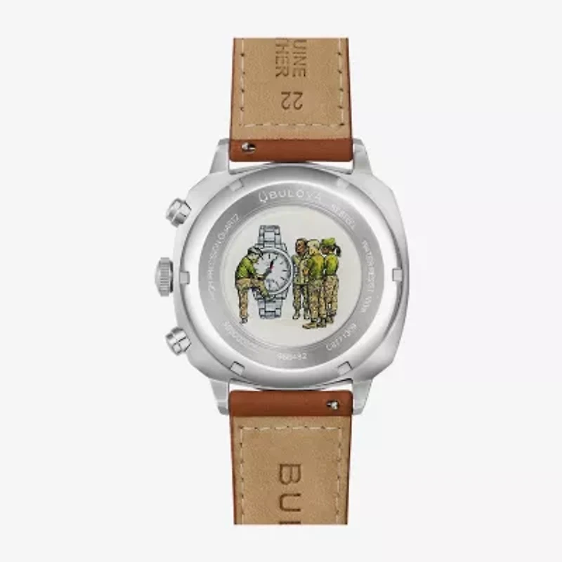 Bulova Mens Chronograph Brown Leather Strap Watch 96b482