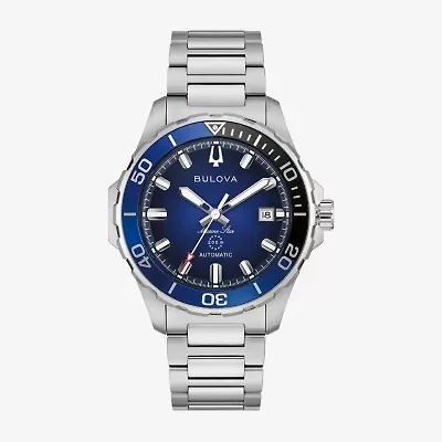 Bulova Mens Automatic Silver Tone Stainless Steel Bracelet Watch 98b466