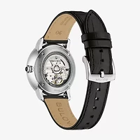 Bulova Classic Bul Mens Automatic Black Leather Strap Watch 96a333