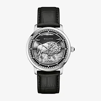 Bulova Classic Bul Mens Automatic Black Leather Strap Watch 96a333