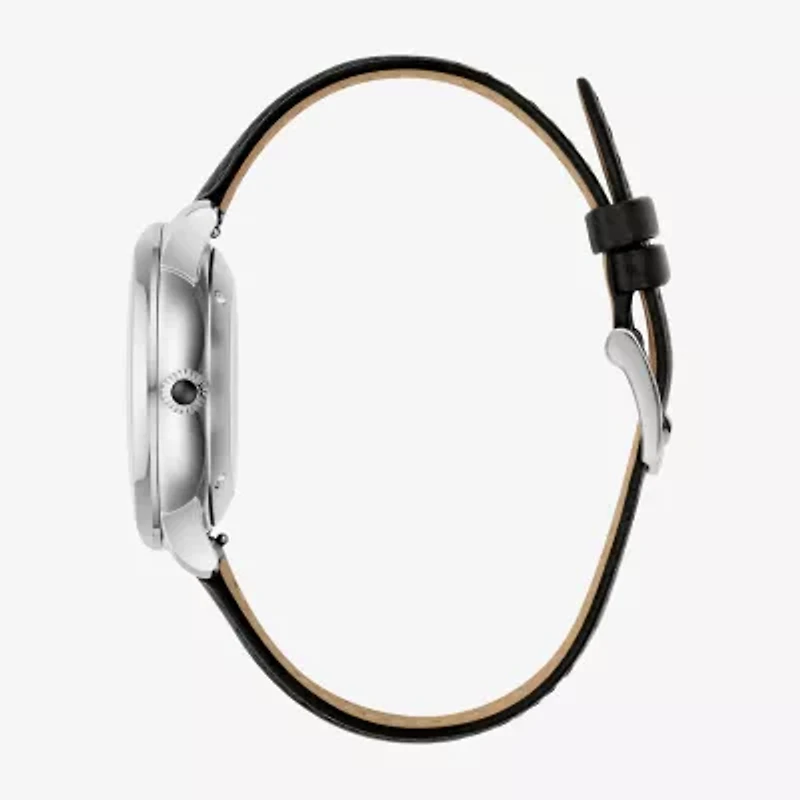 Bulova Classic Bul Mens Automatic Black Leather Strap Watch 96a333