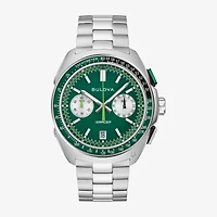 Bulova Racing Mens Chronograph Silver Tone Stainless Steel Bracelet Watch 98b468