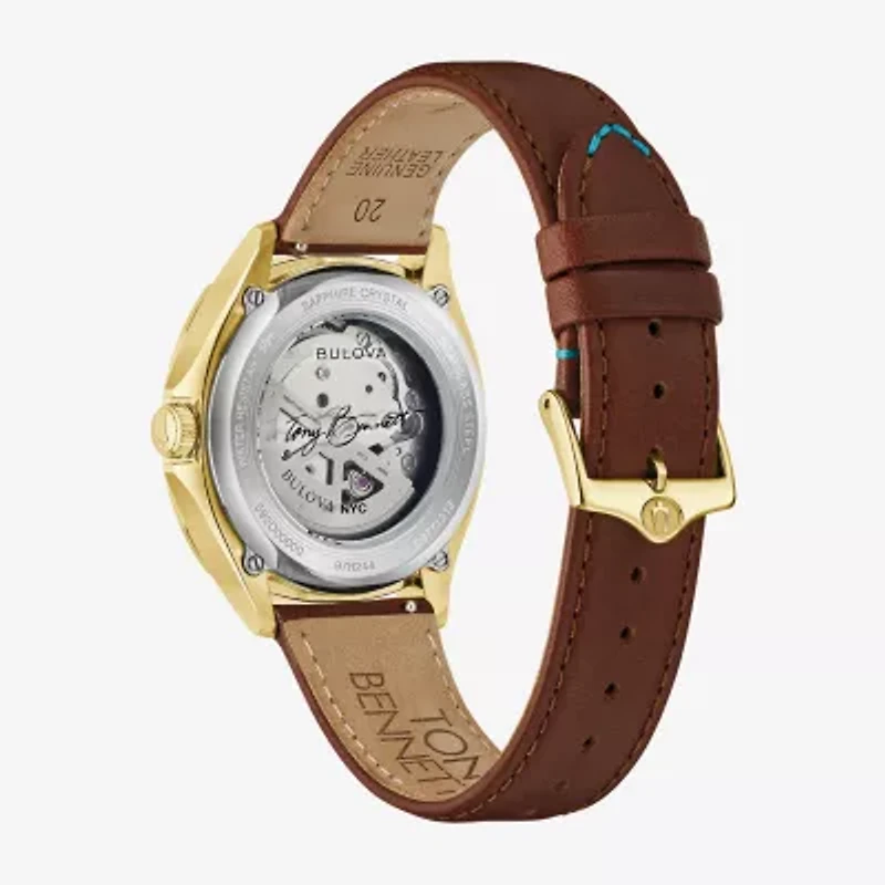 Bulova Classic Bul Mens Automatic Brown Stainless Steel Strap Watch 97b244