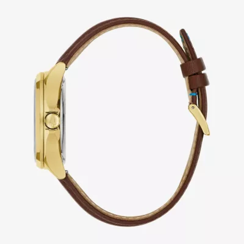 Bulova Classic Bul Mens Automatic Brown Stainless Steel Strap Watch 97b244