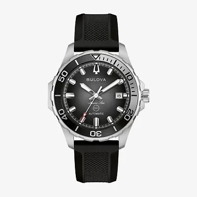 Bulova Marine Star Mens Automatic Black Strap Watch 98b465