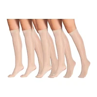 LECHERY 4 Pairs Of Glossy Sheer Knee-Highs Womens 4 Pair Knee High Socks