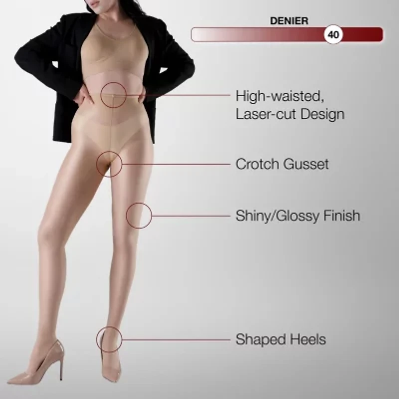 LECHERY Womens 3 Pairs Of Glossy Semi-Opaque Tights 40 Denier Multi-Pack 3-pc. Tights