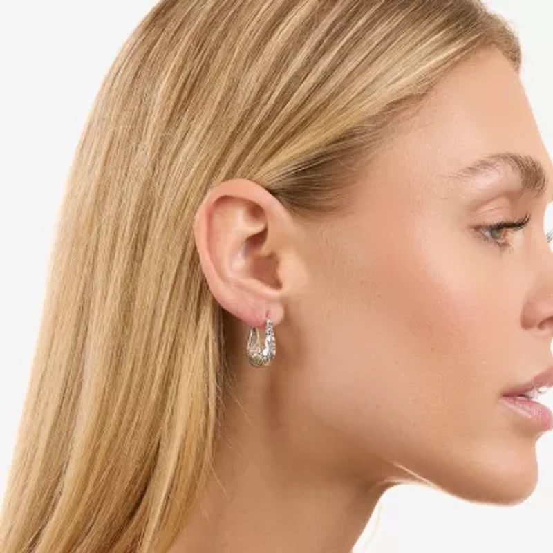 Womens Sterling Silver 20.3mm Hoop Earrings