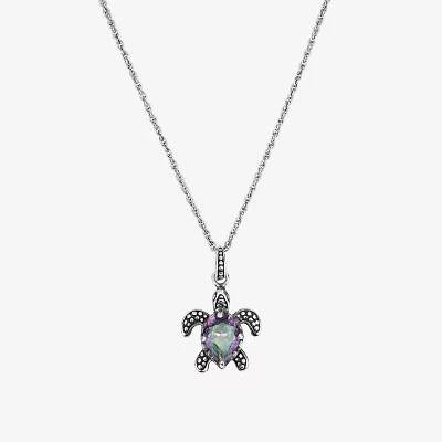 Womens Multi Color Cubic Zirconia Sterling Silver 18 Inch Pendant Necklace