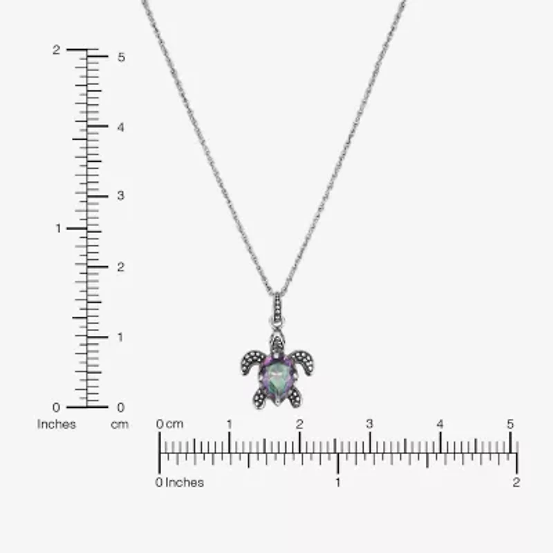 Womens Multi Color Cubic Zirconia Sterling Silver 18 Inch Pendant Necklace