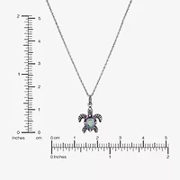 Womens Multi Color Cubic Zirconia Sterling Silver 18 Inch Pendant Necklace