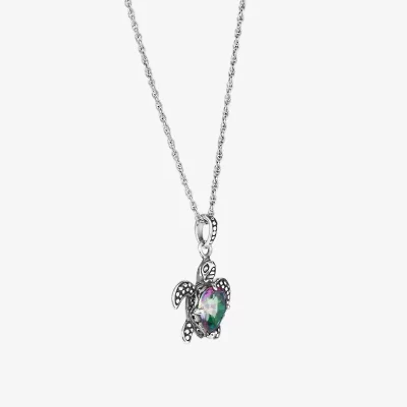 Womens Multi Color Cubic Zirconia Sterling Silver 18 Inch Pendant Necklace