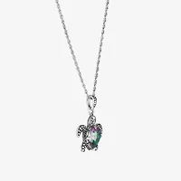 Womens Multi Color Cubic Zirconia Sterling Silver 18 Inch Pendant Necklace