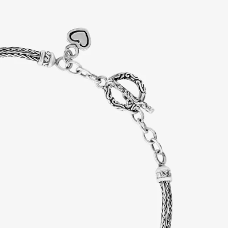 Womens Multi Color Cubic Zirconia Sterling Silver Charm Bracelet