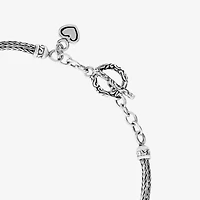 Womens Multi Color Cubic Zirconia Sterling Silver Charm Bracelet