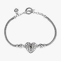 Womens Multi Color Cubic Zirconia Sterling Silver Charm Bracelet