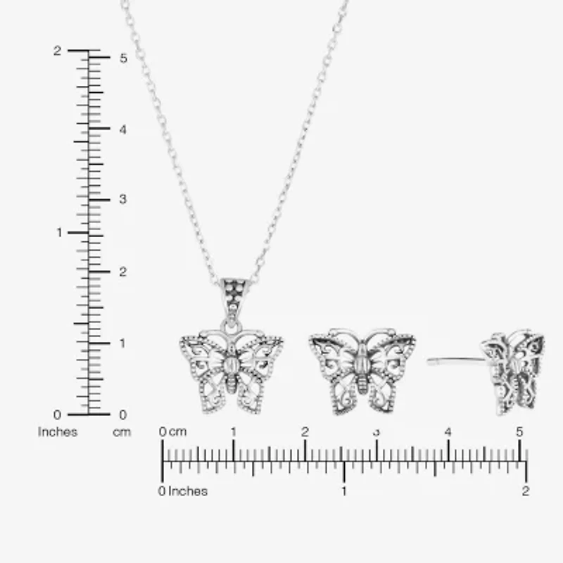 Butterfly Womens Sterling Silver Butterfly 3-pc. Jewelry Set
