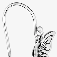 Butterfly Womens Sterling Silver Butterfly Drop Earrings