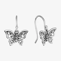 Butterfly Womens Sterling Silver Butterfly Drop Earrings