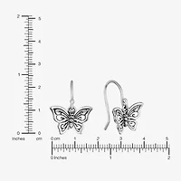 Butterfly Womens Sterling Silver Butterfly Drop Earrings