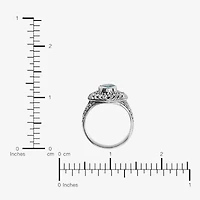 Womens Blue Cubic Zirconia Sterling Silver Heart Cocktail Ring