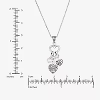 Womens White Sterling Silver Heart 18 Inch Pendant Necklace