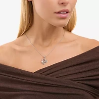 Womens White Sterling Silver Heart 18 Inch Pendant Necklace