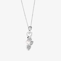 Womens White Sterling Silver Heart 18 Inch Pendant Necklace