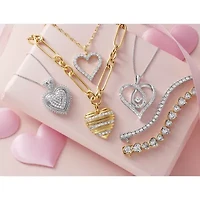 (G-H / I1-I2) Womens 5/8 CT. T.W. Lab Grown White Diamond Sterling Silver Heart 18 Inch Pendant Necklace