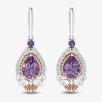 Womens 1/6 CT. T.W. Genuine Purple Amethyst 14K Rose Gold Sterling Silver Ariel Princess The Little Mermaid Drop Earrings