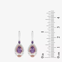 Womens 1/6 CT. T.W. Genuine Purple Amethyst 14K Rose Gold Sterling Silver Ariel Princess The Little Mermaid Drop Earrings