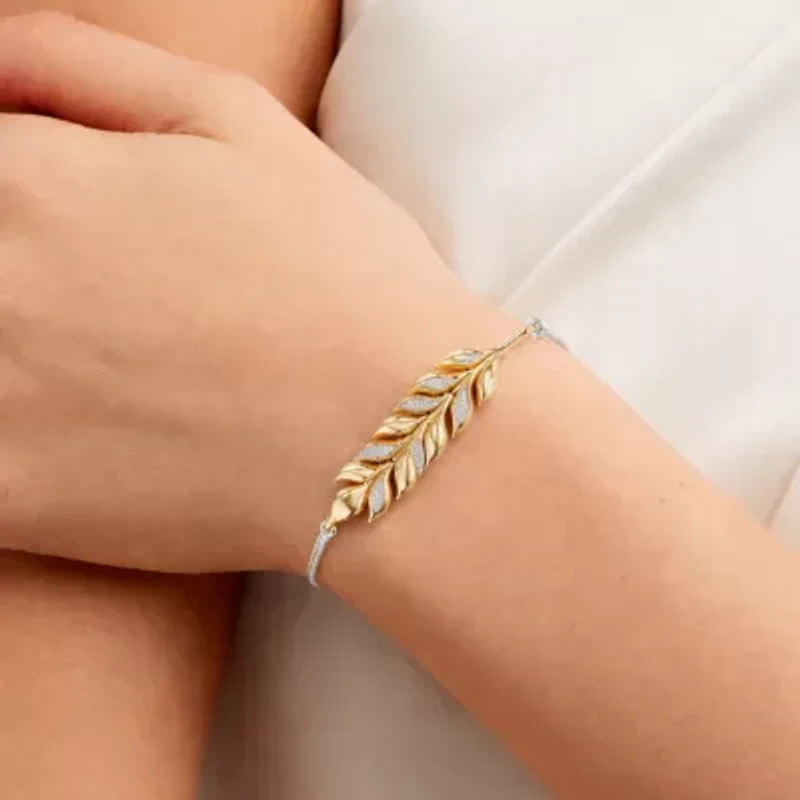 Enchanted Disney Fine Jewelry Womens 1/10 CT. T.W. Natural White Diamond 10K Gold Sterling Silver Anna Princess Frozen Bolo Bracelet