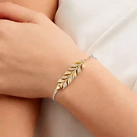 Enchanted Disney Fine Jewelry Womens 1/10 CT. T.W. Natural White Diamond 10K Gold Sterling Silver Anna Princess Frozen Bolo Bracelet