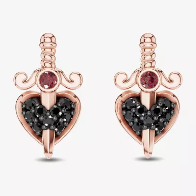Enchanted Disney Fine Jewelry 1/8 CT. T.W. Genuine Red Garnet 10K Rose Gold 12.6mm Evil Queen Stud Earrings