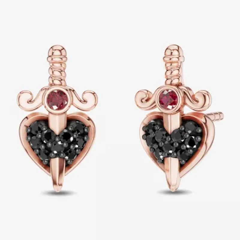 Enchanted Disney Fine Jewelry 1/8 CT. T.W. Genuine Red Garnet 10K Rose Gold 12.6mm Evil Queen Stud Earrings