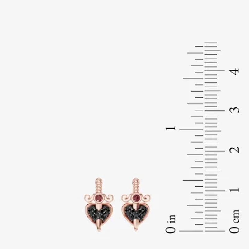 Enchanted Disney Fine Jewelry 1/8 CT. T.W. Genuine Red Garnet 10K Rose Gold 12.6mm Evil Queen Stud Earrings