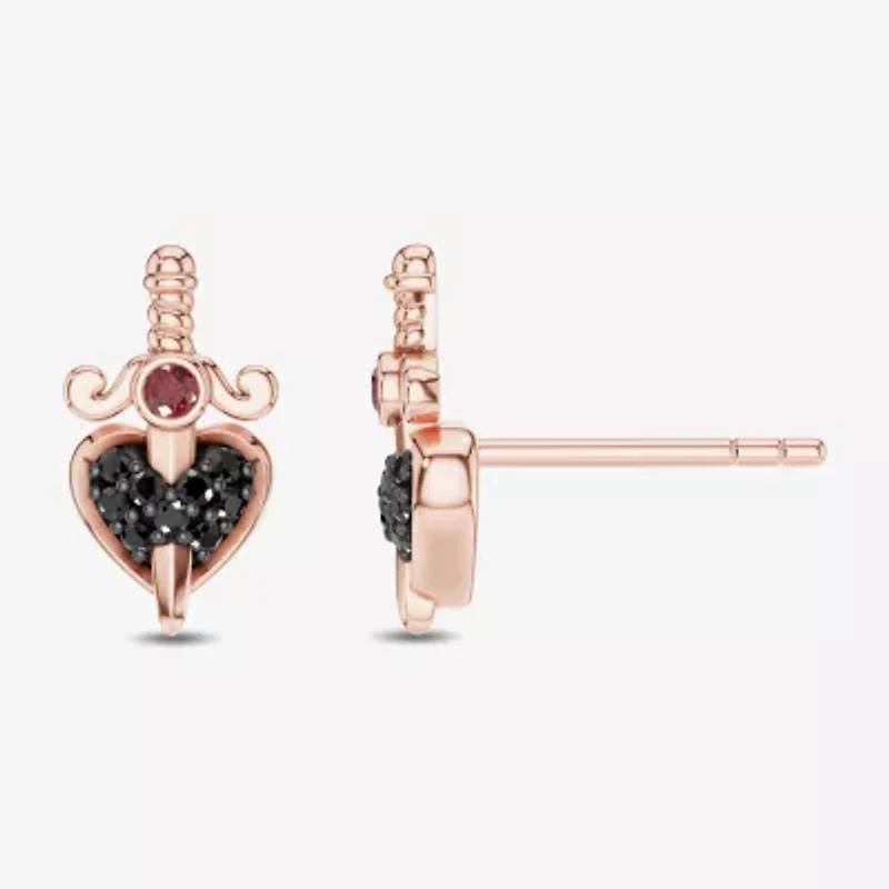 Enchanted Disney Fine Jewelry 1/8 CT. T.W. Genuine Red Garnet 10K Rose Gold 12.6mm Evil Queen Stud Earrings