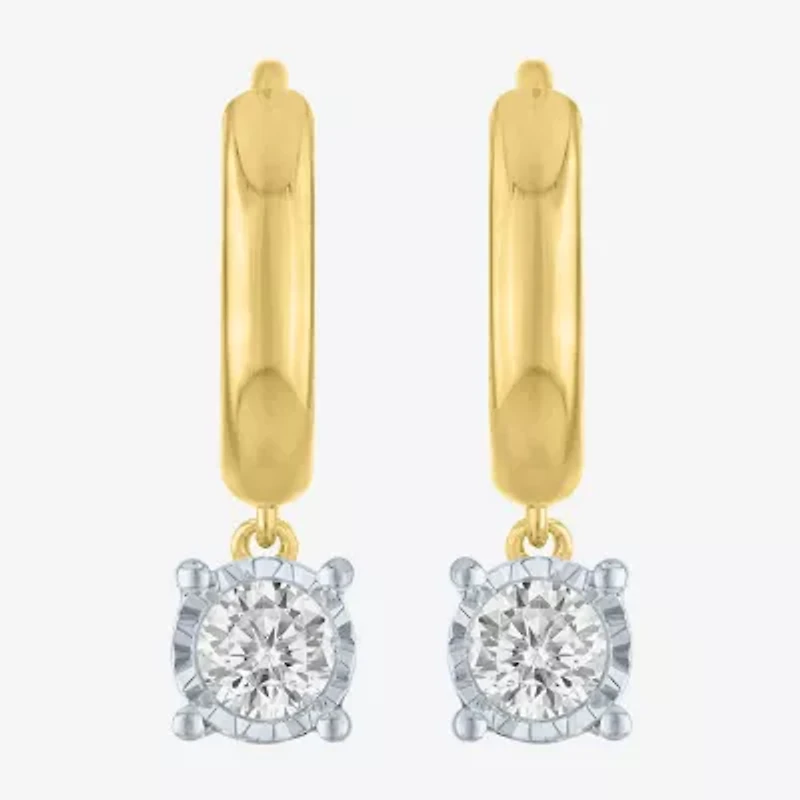 (G-H/Si2-I1) Womens 3/8 CT. T.W. Lab Grown White Diamond 14K Gold Over Silver 17mm Hoop Earrings