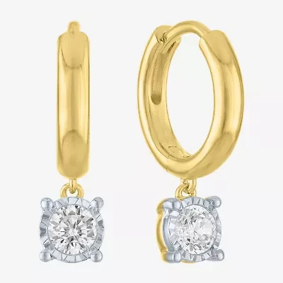 (G-H/Si2-I1) Womens 3/8 CT. T.W. Lab Grown White Diamond 14K Gold Over Silver 17mm Hoop Earrings