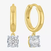(G-H/Si2-I1) Womens 3/8 CT. T.W. Lab Grown White Diamond 14K Gold Over Silver 17mm Hoop Earrings