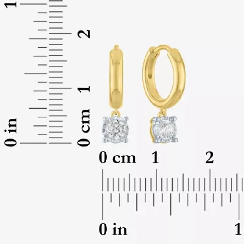 (G-H/Si2-I1) Womens 3/8 CT. T.W. Lab Grown White Diamond 14K Gold Over Silver 17mm Hoop Earrings