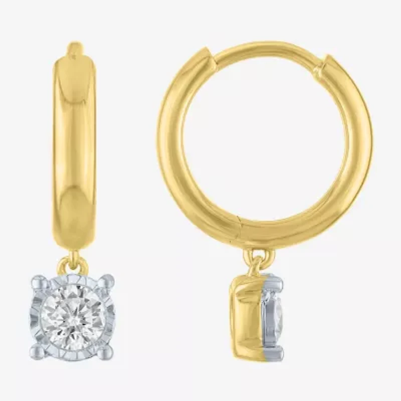 (G-H/Si2-I1) Womens 3/8 CT. T.W. Lab Grown White Diamond 14K Gold Over Silver 17mm Hoop Earrings