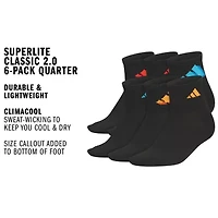 adidas Superlite Boys 6 Pair Quarter Ankle Socks